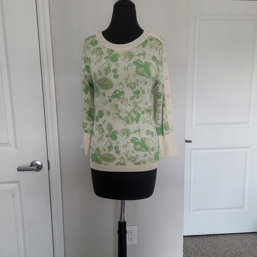 Aldo Martins Green and Cream Floral Sweater